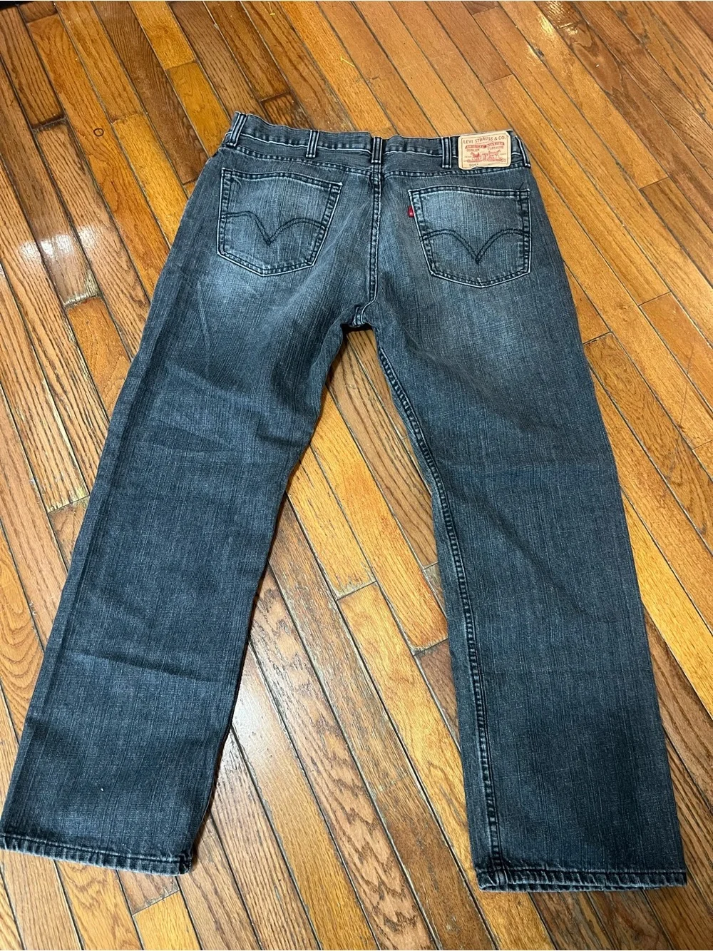 Levi's Men's Black Washed 505 Relaxed Jeans 38x30